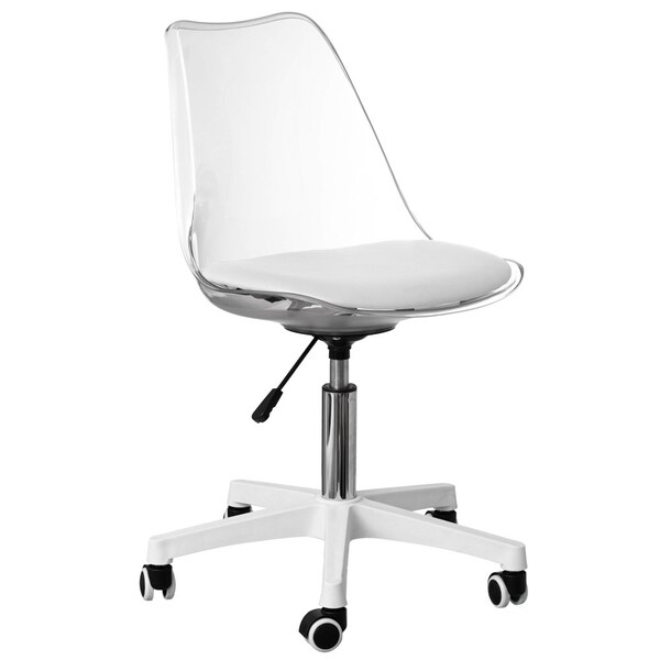 Fabulaxe Clear Acrylic Desk Chair - Armless Office Chair, Height Adjustable, Rolling Chair - Modern - QI004673.CL