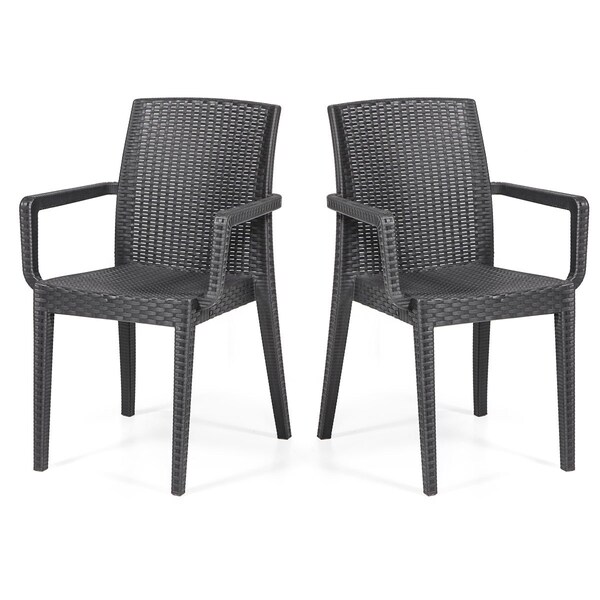 Rainbow Outdoor Siena Set of 2 Stackable Armchair-Anthracite - RBO-SIENA-ANT-AC-SET2