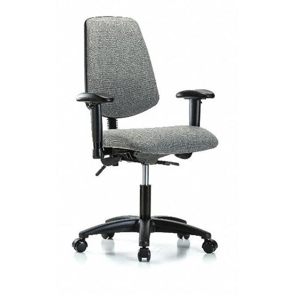 Blue Ridge Ergonomics Desk Chair Fab Desk Chair, Med, Bk, Cast, Gry, Adjustable Arms, 19" to 24" Height, Fabric, Grey - BR-FDHCH-MB-RG-T1-A1-RC-F44