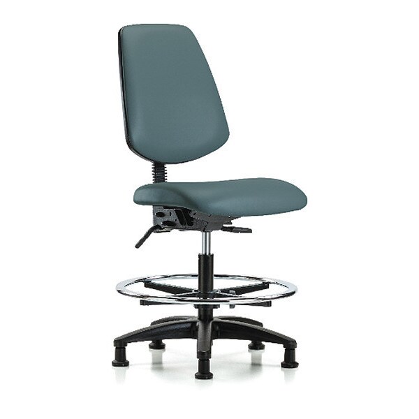 Blue Ridge Ergonomics Medium Bench Chair No Arms, 22" to 29" Height, Vinyl, Colonial Blue - BR-VMBCH-MB-RG-T1-A0-CF-RG-8546