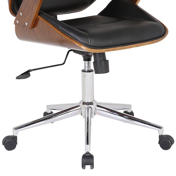 Armen Living Century Office Chair with Multifunctional Mechanism in Chrome finish with Black Faux Leather - LCCEOFCHBL