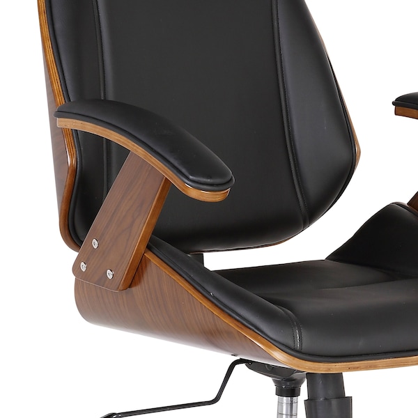 Armen Living Century Office Chair with Multifunctional Mechanism in Chrome finish with Black Faux Leather - LCCEOFCHBL