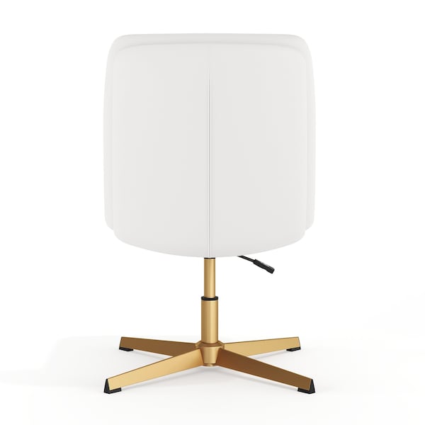 Flash Furniture Chloe Mid-Back White Padded LeatherSoft Armless Office Chair w/Adjustable Height, Gold Frame - CH-232174-WH-GLD-GG