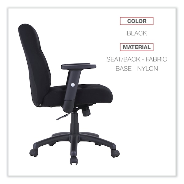 Alera Office Chair Chairs/Stools, T-Bar, Fabric, Black - 12010-03B
