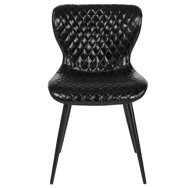Flash Furniture Side Chair Bristol Accent Chair, Black Vinyl, 17-1/2" Height, Vinyl, Black Vinyl - LF-9-07A-BLK-GG