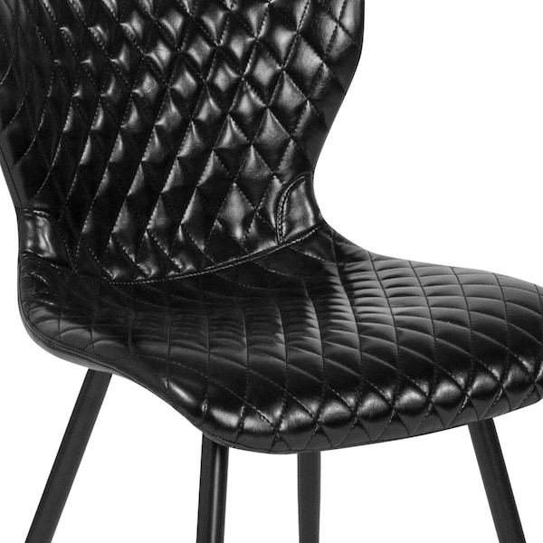 Flash Furniture Side Chair Bristol Accent Chair, Black Vinyl, 17-1/2" Height, Vinyl, Black Vinyl - LF-9-07A-BLK-GG