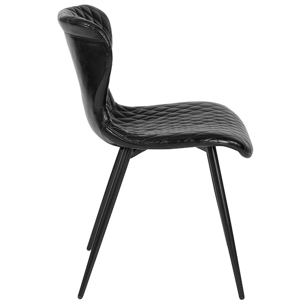 Flash Furniture Side Chair Bristol Accent Chair, Black Vinyl, 17-1/2" Height, Vinyl, Black Vinyl - LF-9-07A-BLK-GG