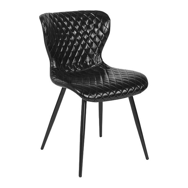 Flash Furniture Side Chair Bristol Accent Chair, Black Vinyl, 17-1/2" Height, Vinyl, Black Vinyl - LF-9-07A-BLK-GG