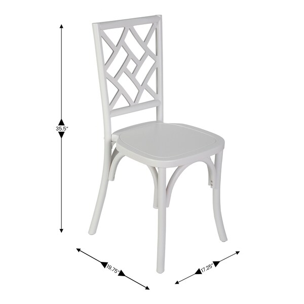 Flash Furniture Brooklyn Commercial Grade White Solid Wood Stackable Dining Chair with Intricate Back Detail, 2PK - 2-ZH-8100-5-WHT-GG