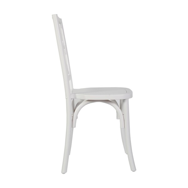Flash Furniture Brooklyn Commercial Grade White Solid Wood Stackable Dining Chair with Intricate Back Detail, 2PK - 2-ZH-8100-5-WHT-GG