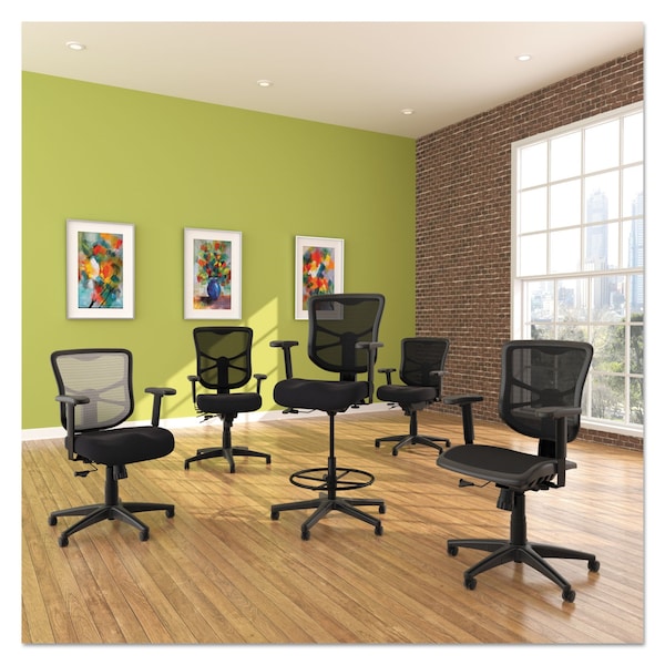 Alera Task Chair Mesh Mid-Back Swivel/Tilt Chair, Black, Padded Arms, 18-1/2" to 22" Height, Mesh, Black - EL42B18