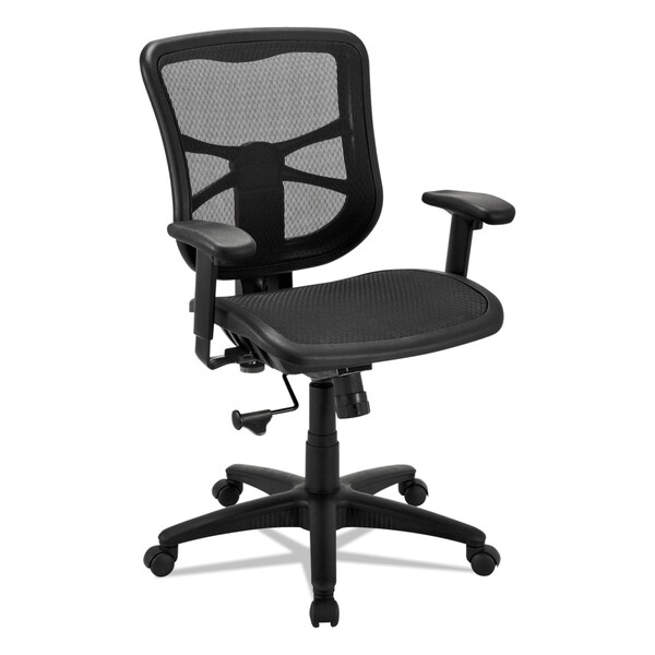 Alera Task Chair Mesh Mid-Back Swivel/Tilt Chair, Black, Padded Arms, 18-1/2" to 22" Height, Mesh, Black - EL42B18