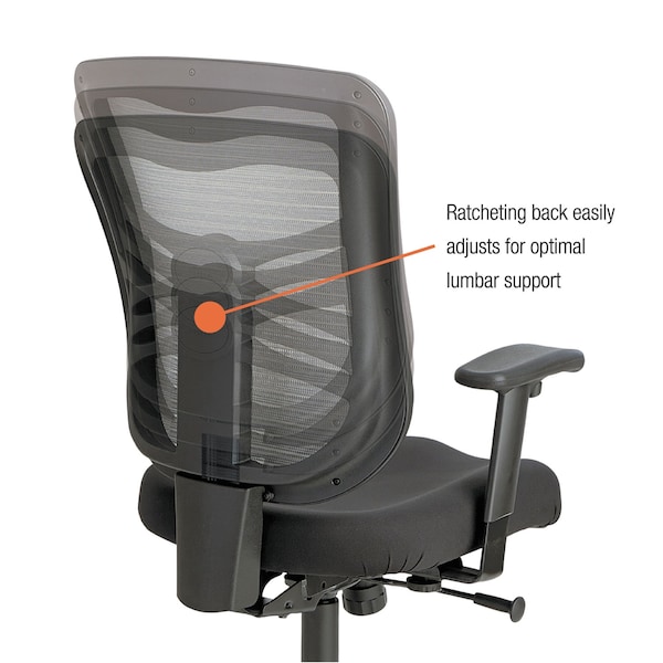Alera Task Chair Mesh Mid-Back Swivel/Tilt Chair, Black, Padded Arms, 18-1/2" to 22" Height, Mesh, Black - EL42B18