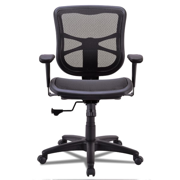 Alera Task Chair Mesh Mid-Back Swivel/Tilt Chair, Black, Padded Arms, 18-1/2" to 22" Height, Mesh, Black - EL42B18