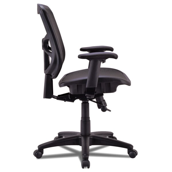 Alera Task Chair Mesh Mid-Back Swivel/Tilt Chair, Black, Padded Arms, 18-1/2" to 22" Height, Mesh, Black - EL42B18