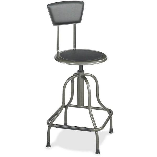 Safco Industrial Stool, Seat Height 22-27", Seat Back 12"x7", Pewter - SAF6664