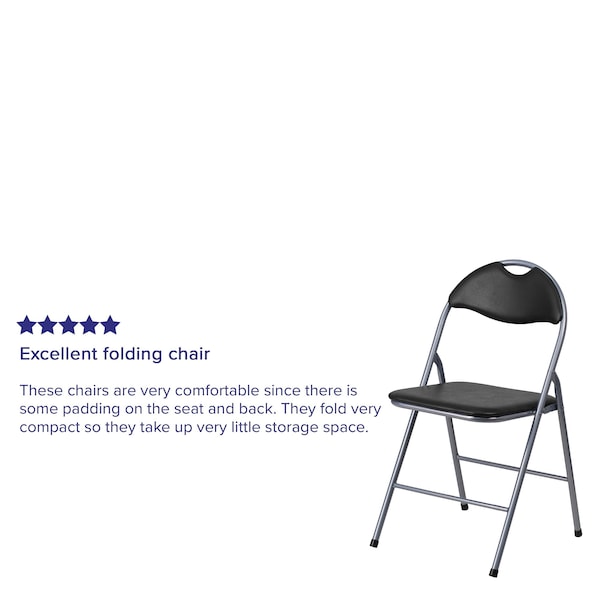 Flash Furniture Folding Chair, Black Vinyl, 31.5" H - YB-YJ806H-GG