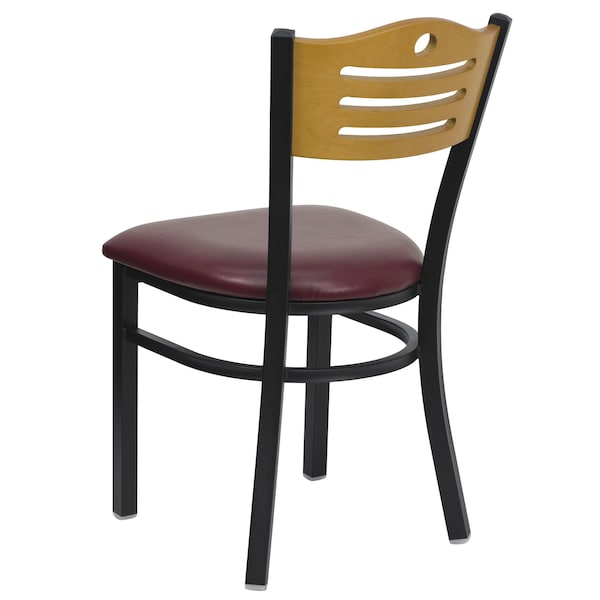 Flash Furniture Hercules Restaurant Chair, 16-3/4 in W 21-1/2" L 32-3/4" H, Vinyl Seat - XU-DG-6G7B-SLAT-BURV-GG