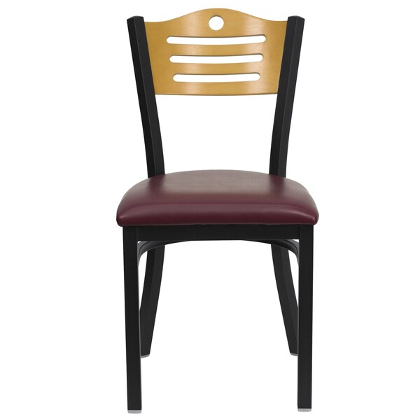 Flash Furniture Hercules Restaurant Chair, 16-3/4 in W 21-1/2" L 32-3/4" H, Vinyl Seat - XU-DG-6G7B-SLAT-BURV-GG