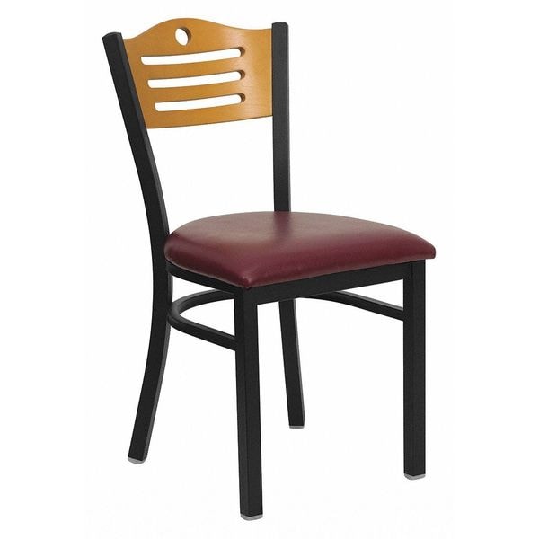 Flash Furniture Hercules Restaurant Chair, 16-3/4 in W 21-1/2" L 32-3/4" H, Vinyl Seat - XU-DG-6G7B-SLAT-BURV-GG