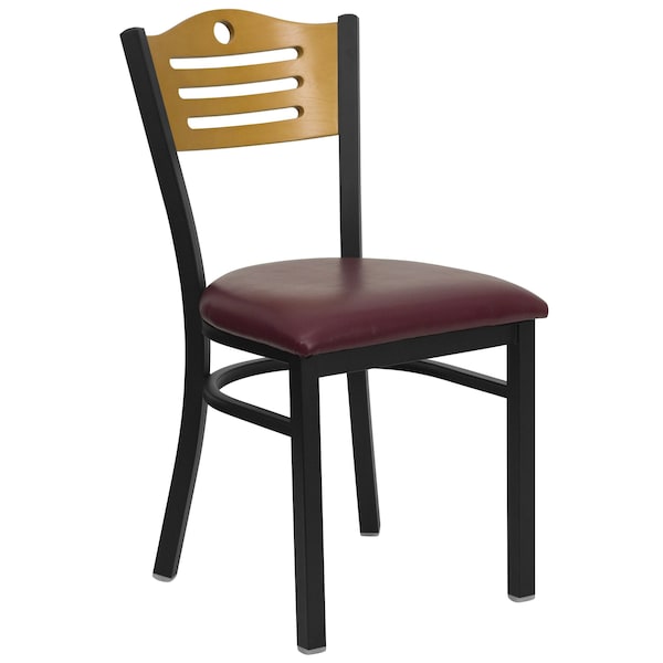 Flash Furniture Hercules Restaurant Chair, 16-3/4 in W 21-1/2" L 32-3/4" H, Vinyl Seat - XU-DG-6G7B-SLAT-BURV-GG