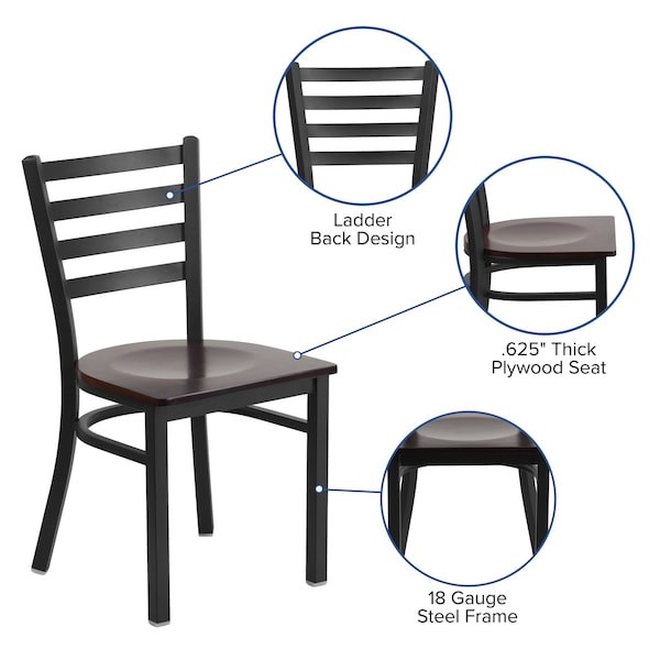 Flash Furniture Hercules Restaurant Chair, 16-1/2 in W 17" L 32-1/4" H - XU-DG694BLAD-WALW-GG