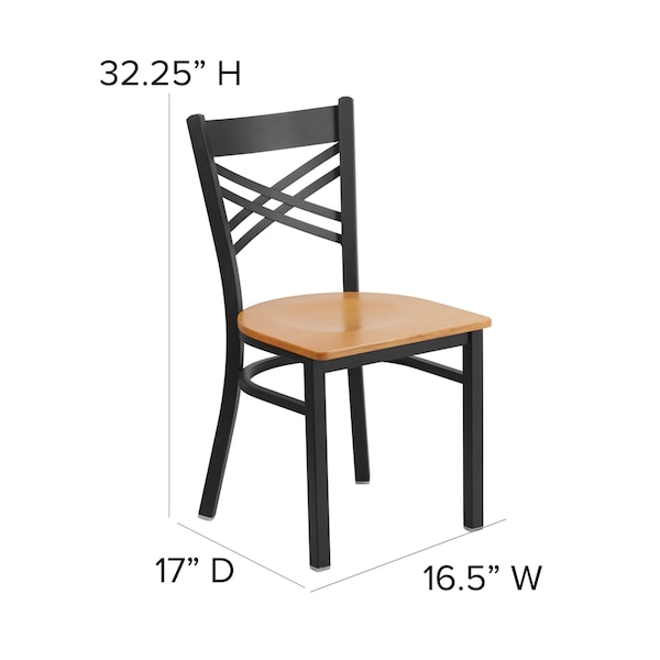 Flash Furniture Hercules Restaurant Chair, 16-1/2 in W 17" L 32-1/4" H - XU-6FOBXBK-NATW-GG