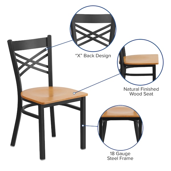Flash Furniture Hercules Restaurant Chair, 16-1/2 in W 17" L 32-1/4" H - XU-6FOBXBK-NATW-GG
