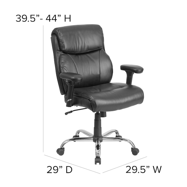 Flash Furniture Hercules Task Office Chair, Black Back, 29-1/2 in W 29" L 44" H, Adjustable Padded - GO-2031-LEA-GG