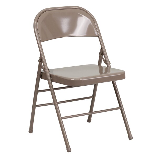 Flash Furniture Folding Chair, Metal, Beige - HF3-MC-309AS-BGE-GG