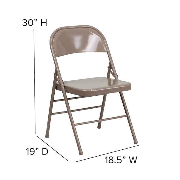 Flash Furniture Folding Chair, Metal, Beige - HF3-MC-309AS-BGE-GG
