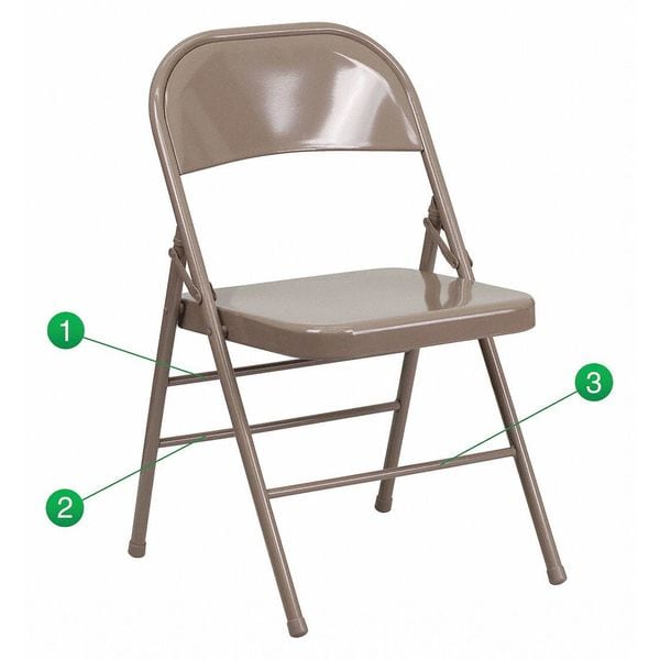 Flash Furniture Folding Chair, Metal, Beige - HF3-MC-309AS-BGE-GG