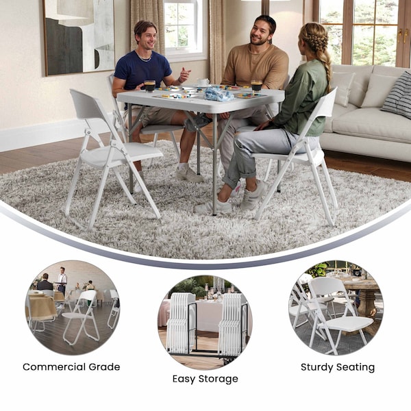 Flash Furniture White Plastic Folding Chair - 6-RUT-I-WHITE-GG