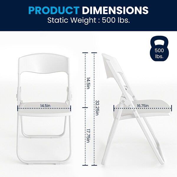 Flash Furniture White Plastic Folding Chair - 6-RUT-I-WHITE-GG