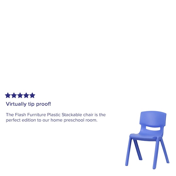Flash Furniture Blue Plastic Stackable School Chair with 13.25" Seat Height - 5-YU-YCX-004-BLUE-GG