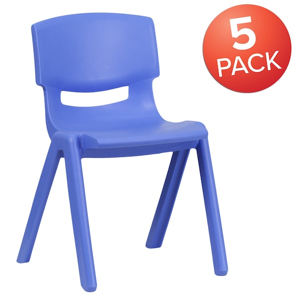 Flash Furniture Blue Plastic Stackable School Chair with 13.25" Seat Height - 5-YU-YCX-004-BLUE-GG