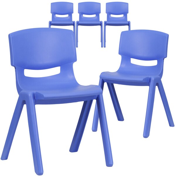 Flash Furniture Blue Plastic Stackable School Chair with 13.25" Seat Height - 5-YU-YCX-004-BLUE-GG