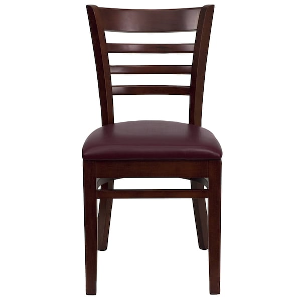 Flash Furniture Ladder Back Mahogany Wood Restaurant Chair, Burgundy Vinyl Seat, PK2 - 2-XU-DGW0005LAD-MAH-BURV-GG
