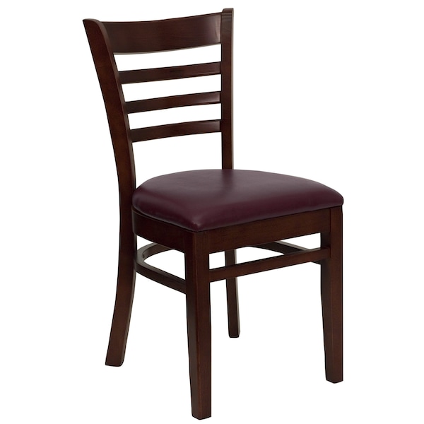 Flash Furniture Ladder Back Mahogany Wood Restaurant Chair, Burgundy Vinyl Seat, PK2 - 2-XU-DGW0005LAD-MAH-BURV-GG