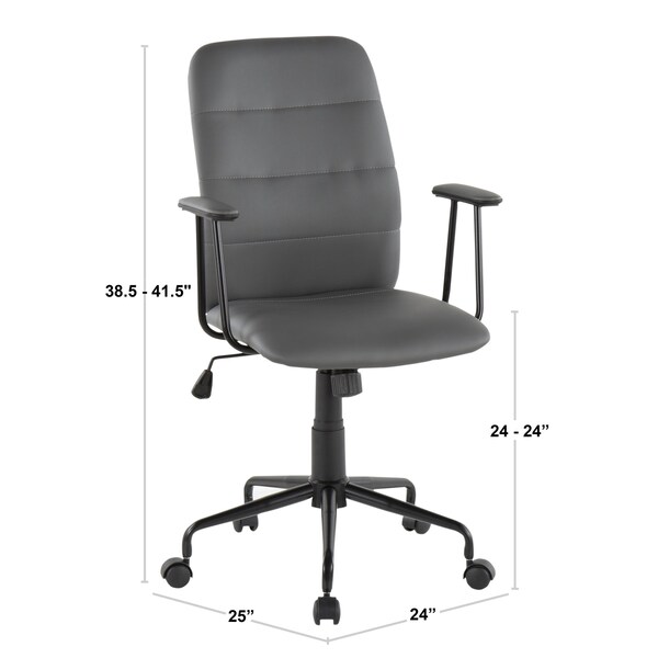 Lumisource Fredrick Office Chair in Brown Faux Leather - OC-FRED BK+BN