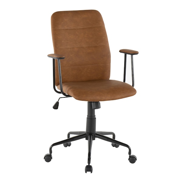 Lumisource Fredrick Office Chair in Brown Faux Leather - OC-FRED BK+BN