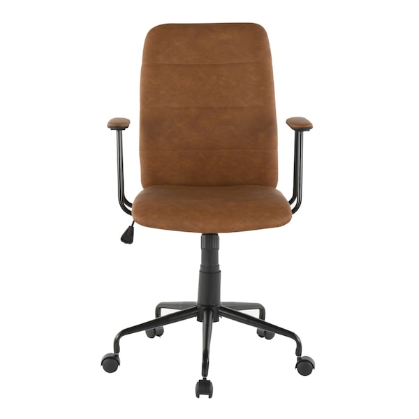 Lumisource Fredrick Office Chair in Brown Faux Leather - OC-FRED BK+BN