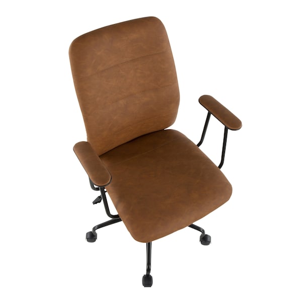 Lumisource Fredrick Office Chair in Brown Faux Leather - OC-FRED BK+BN