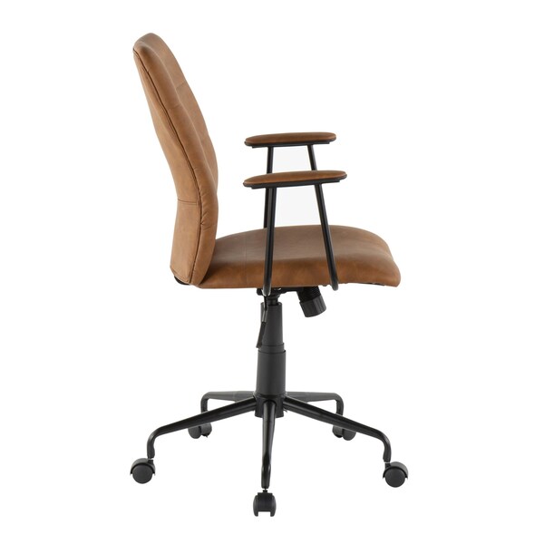 Lumisource Fredrick Office Chair in Brown Faux Leather - OC-FRED BK+BN