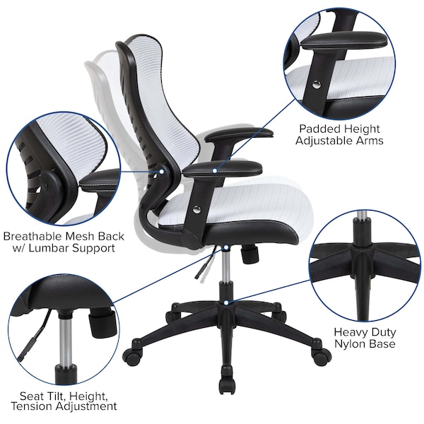 Flash Furniture White Mesh High Back Chair - BL-ZP-806-WH-GG