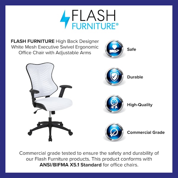 Flash Furniture White Mesh High Back Chair - BL-ZP-806-WH-GG
