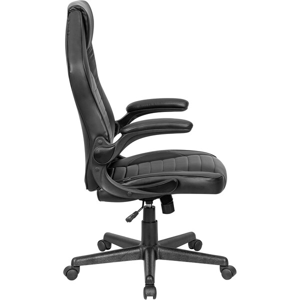 Global Industrial Racing/Gaming Chair, Mid Back, Synthetic Leather, Black - 695854BK