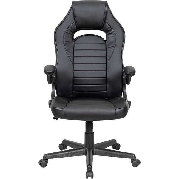 Global Industrial Racing/Gaming Chair, Mid Back, Synthetic Leather, Black - 695854BK