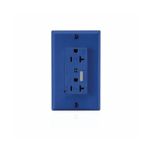 Leviton 20A Receptacle, Deco, 5-20R, 125V, Blue - T7380-B