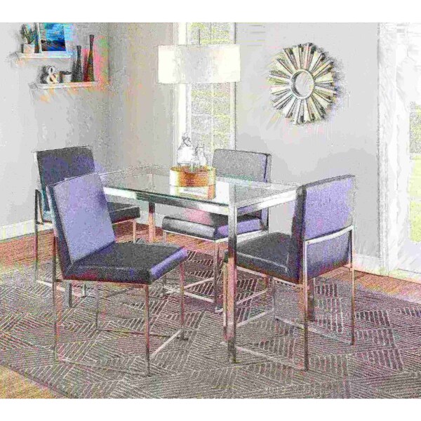 Lumisource High Back Fuji Chair in Stainless Steel, Grey Faux Leather, PK 2 - DC-HBFUJI SSGY2